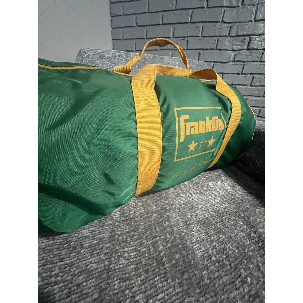 Vintage 1980s Franklin Sugar Ray Leonard Gym Duffle‎ Bag Green Yellow 22